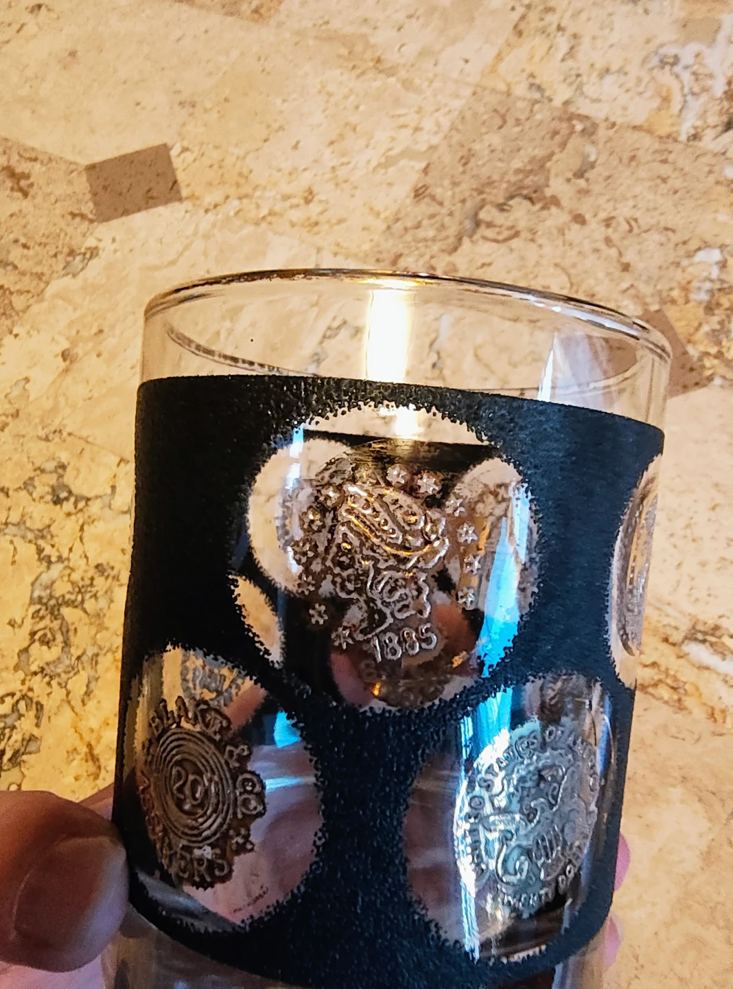 Vintage Libbey Black With Gold Coin Lowball Glass - photo 4