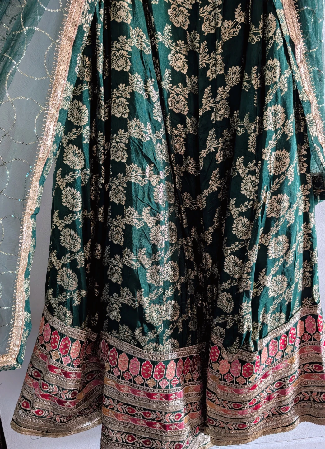 Embroidered Green Lehenga for festival or wedding celebration - photo 4