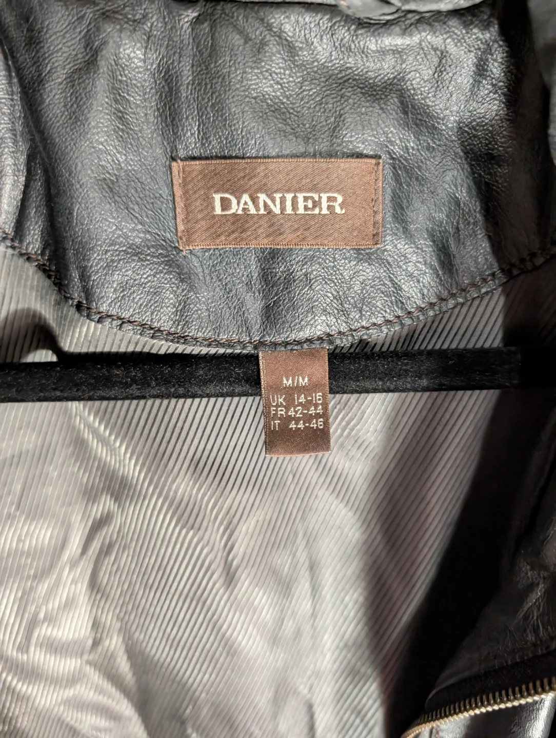 DANIERE Black Leather Jacket - Medium - photo 3