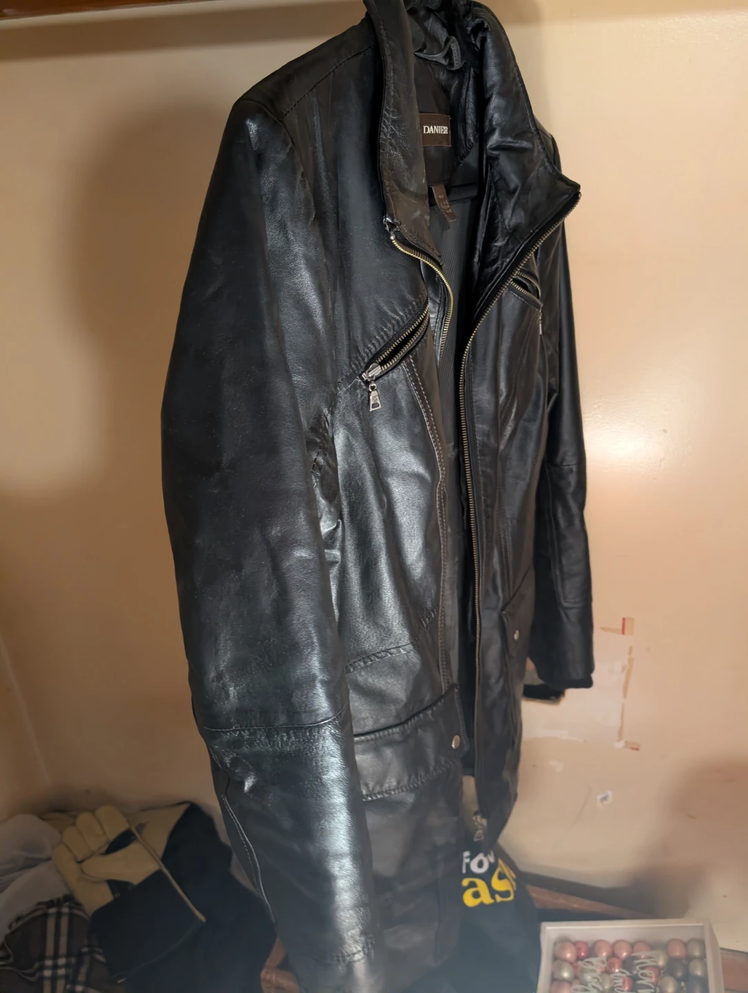 DANIERE Black Leather Jacket - Medium - photo 4