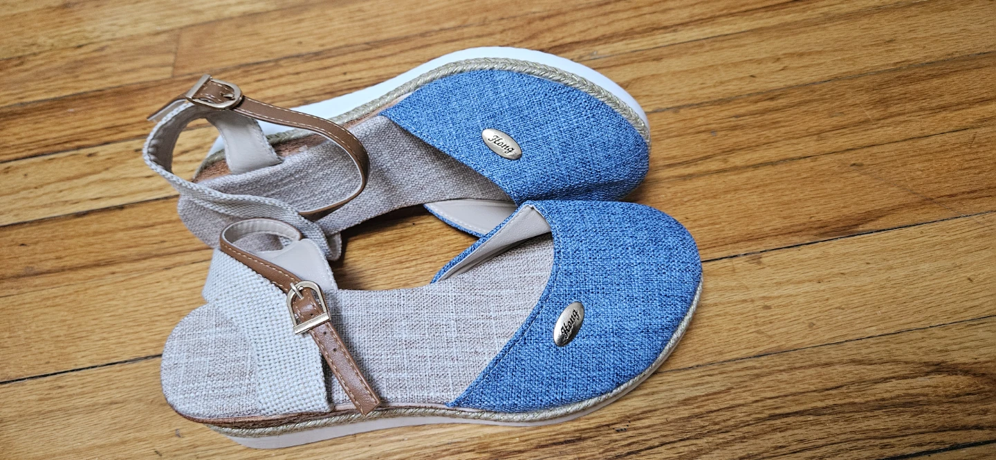 Blue and Tan Espadrille Sandals - photo 3