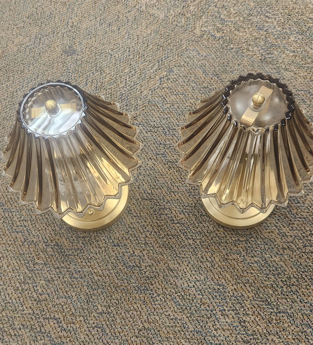 Amber Glass Table Lamp with Gold Base
