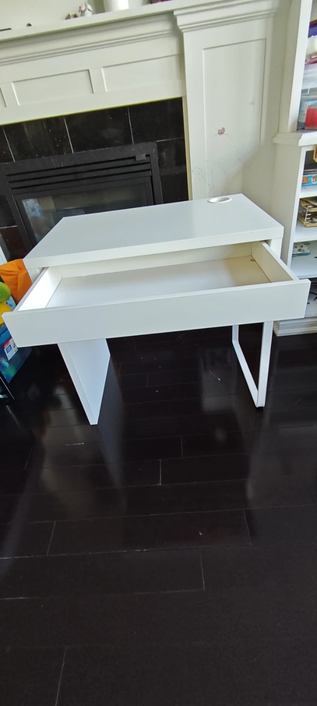 White Desk with Drawer and Cup Holder - photo 2
