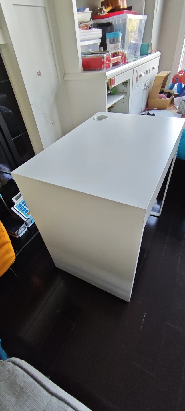 White Desk with Drawer and Cup Holder - photo 3