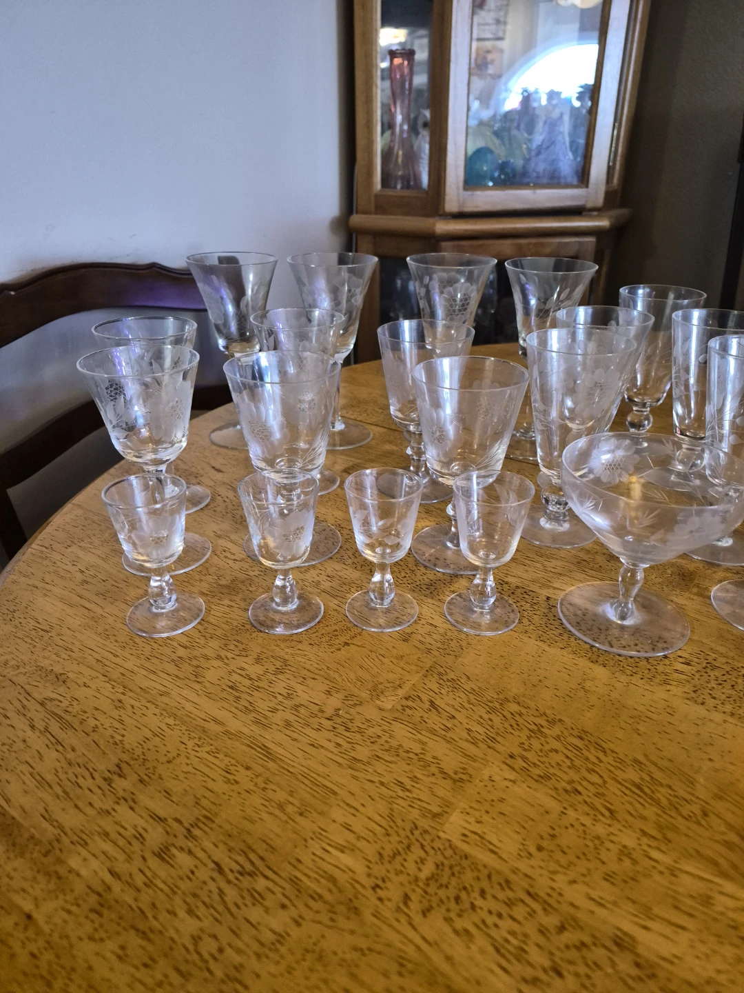 Mix Lot of 21 W.J. Hughes Etched Cornflower Crystal - photo 2