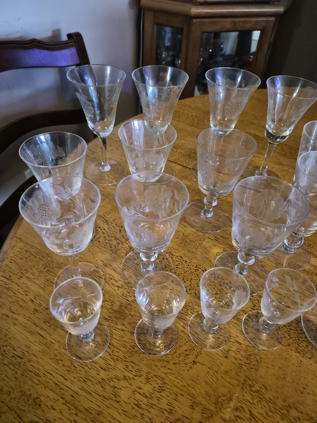 Mix Lot of 21 W.J. Hughes Etched Cornflower Crystal - photo 4