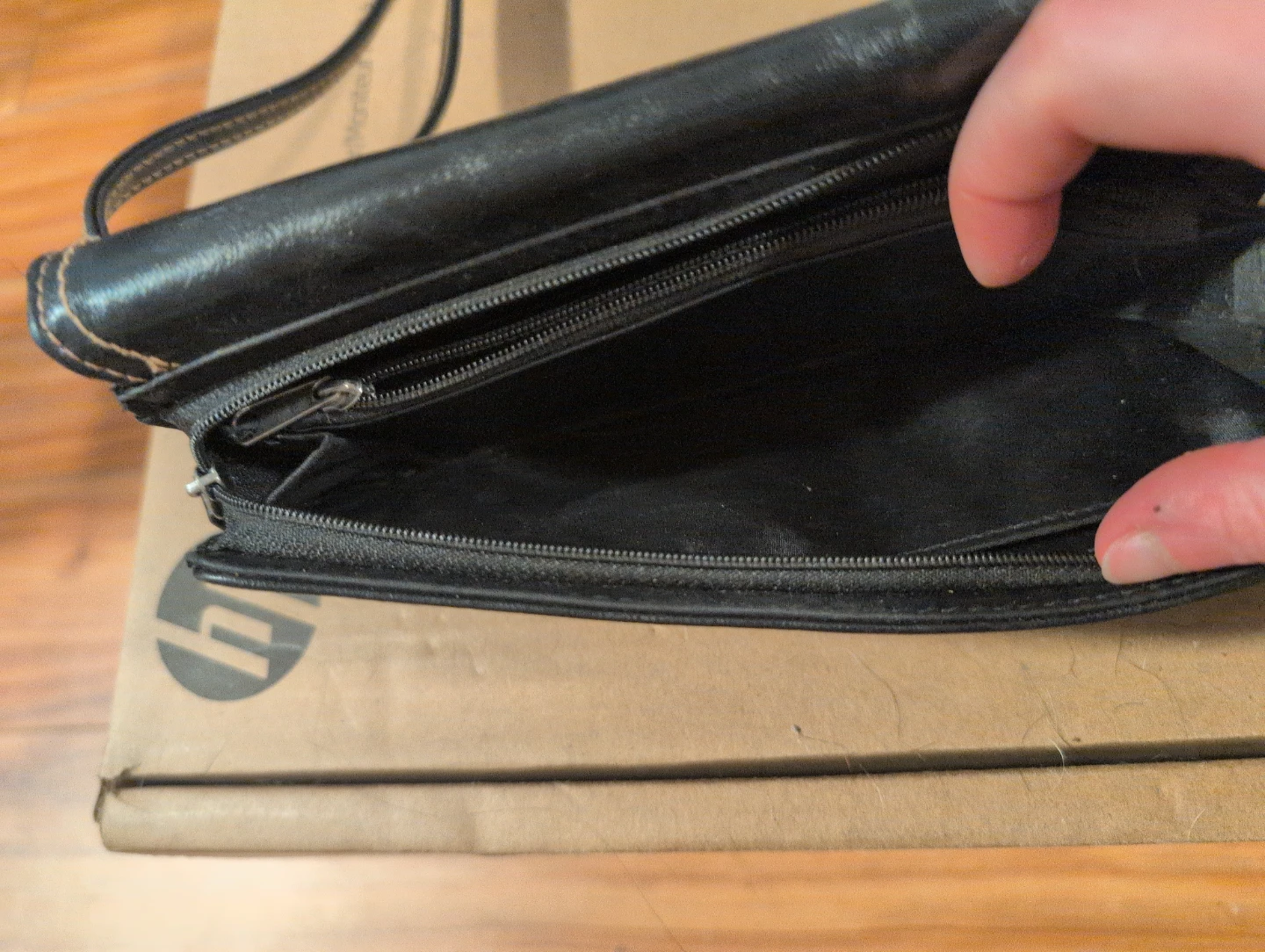 Black Clutch Wallet with Shoulder Strap - photo 4