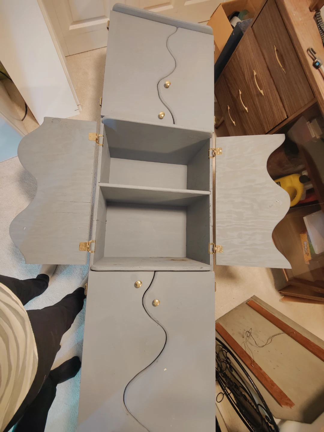 Grey Wooden Cabinet with Wavy Door Design - photo 2