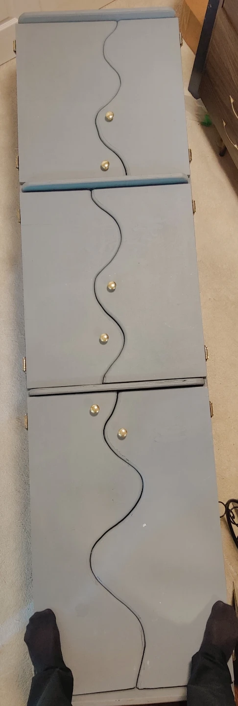 Grey Wooden Cabinet with Wavy Door Design - photo 3
