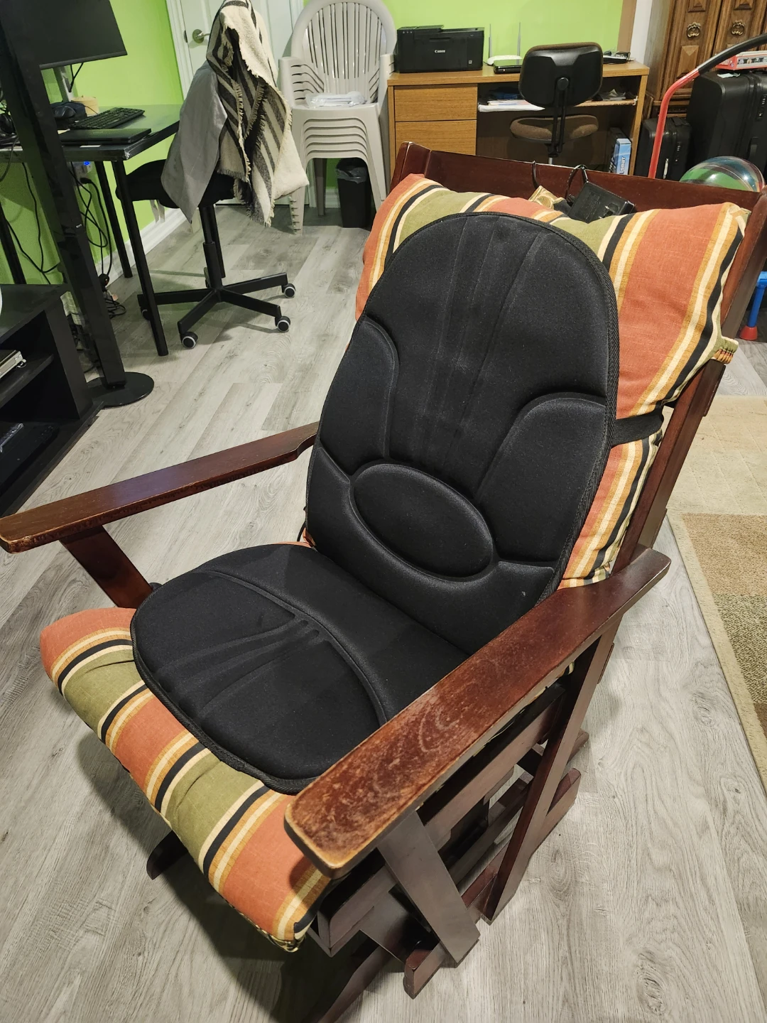 Wooden Rocking Glider Chair with Massage Heat Pad
