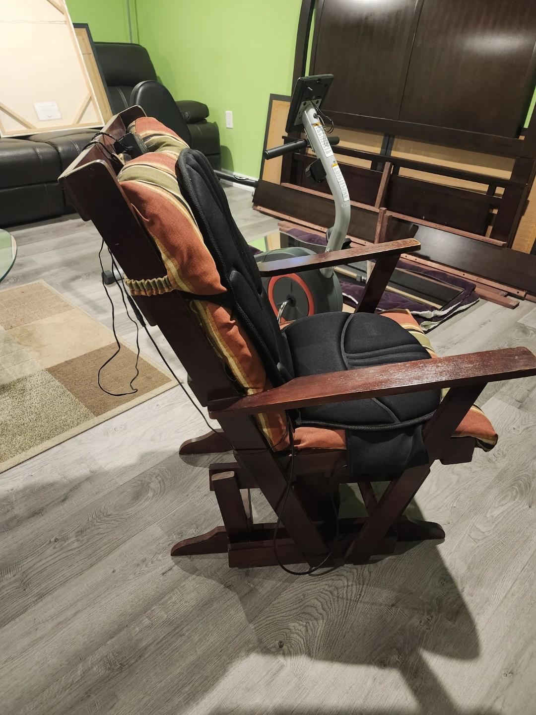 Wooden Rocking Glider Chair with Massage Heat Pad - photo 2