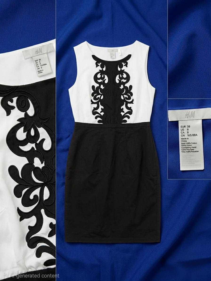 H&M Black and White Embroidered Dress - photo 2