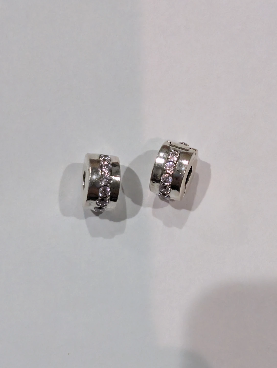 Two Authentic Ale Sterling Silver Pave Clip Pandora Charm - photo 2