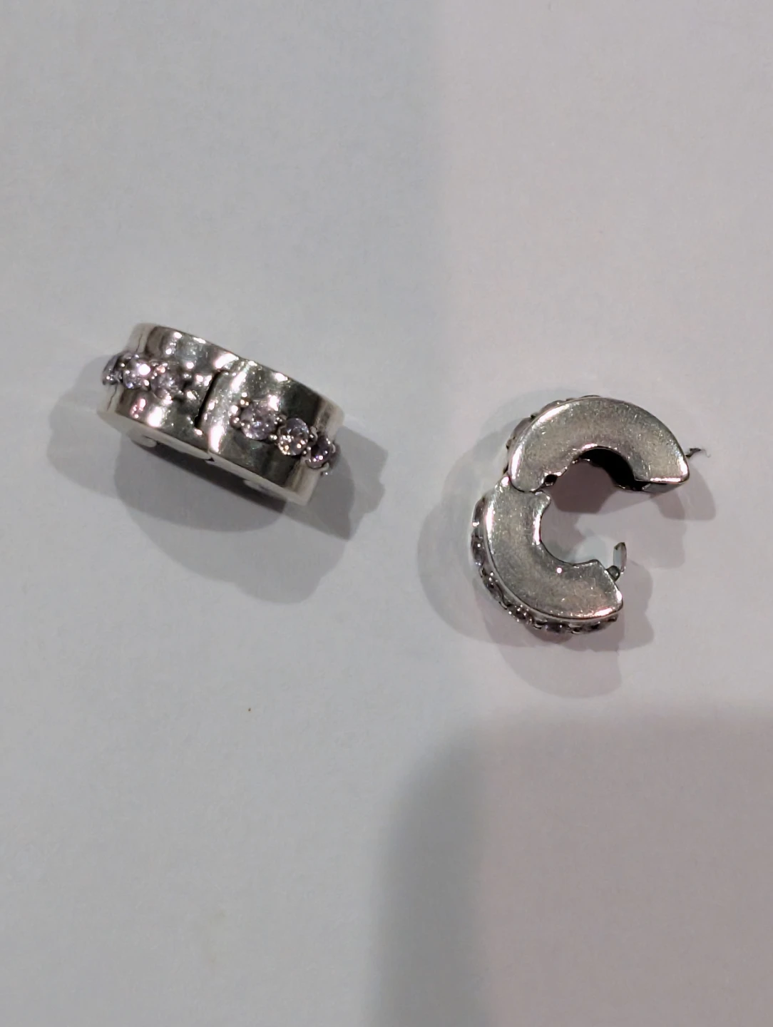 Two Authentic Ale Sterling Silver Pave Clip Pandora Charm - photo 3