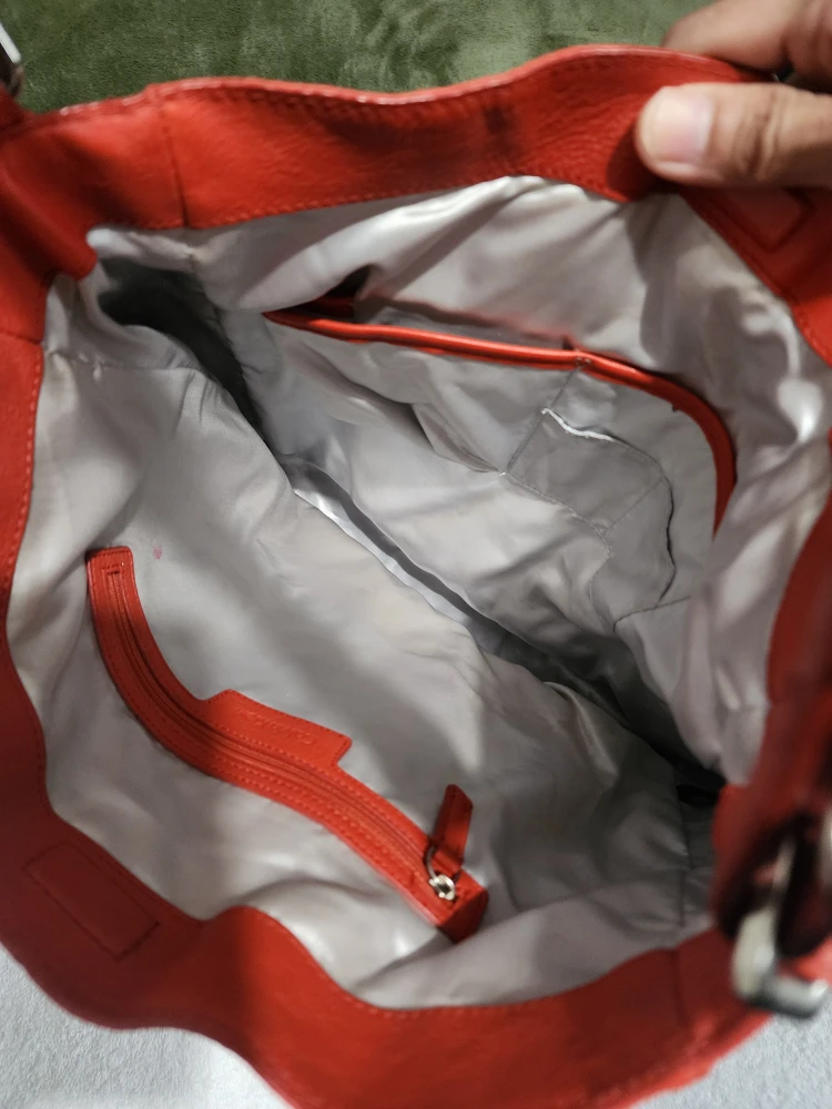 Calvin Klein Red Orange Leather Shoulder Bag - photo 3