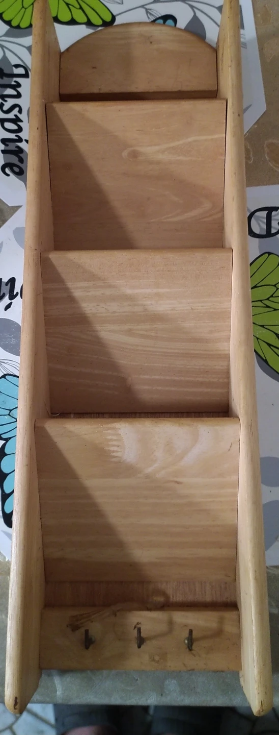 Wooden Wall Mail Sorter with Key Hooks