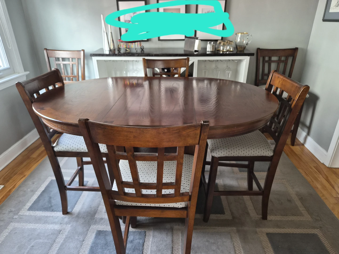 Wooden Oval Dining Table with 6 Chairs - photo 2