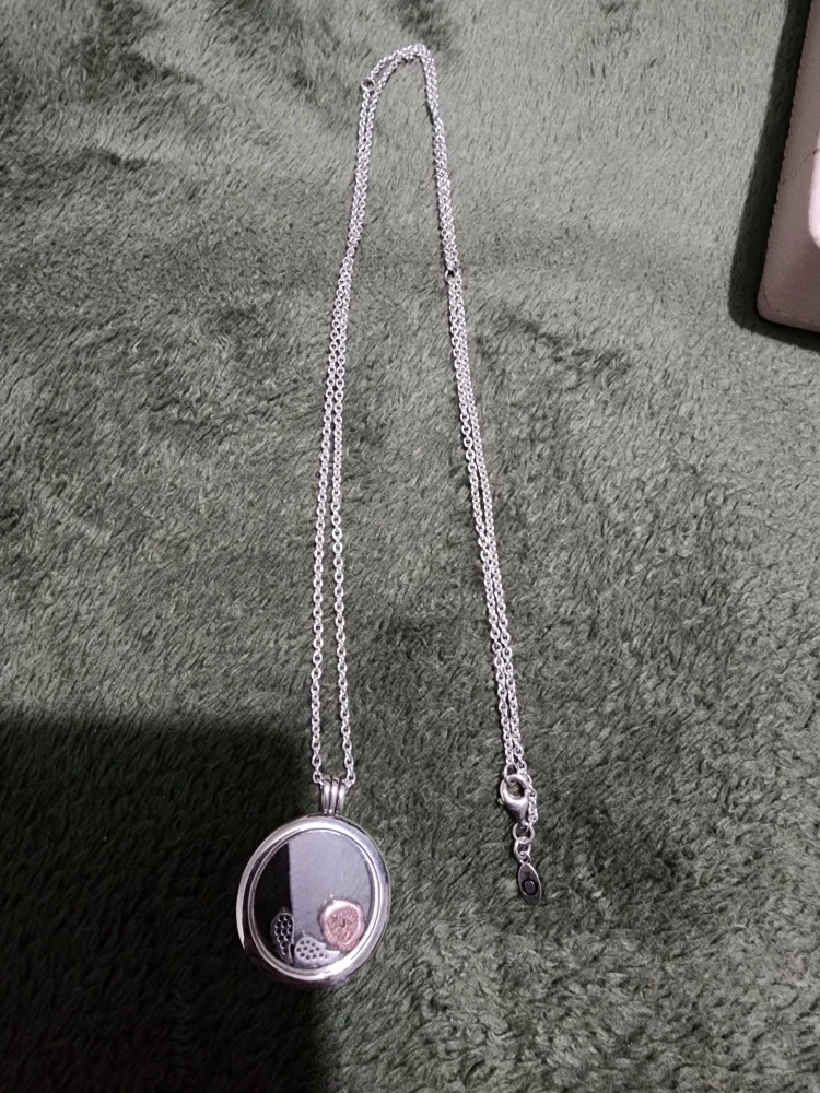 Pandora Silver Tone Locket Necklace with Charm Inserts
