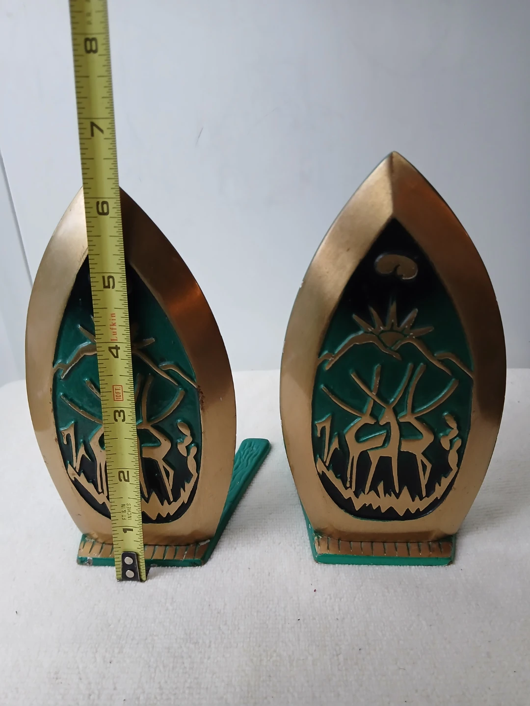 Vintage Decorative Bookends- Green & Gold Deer Design. $25 FIRM. - photo 2