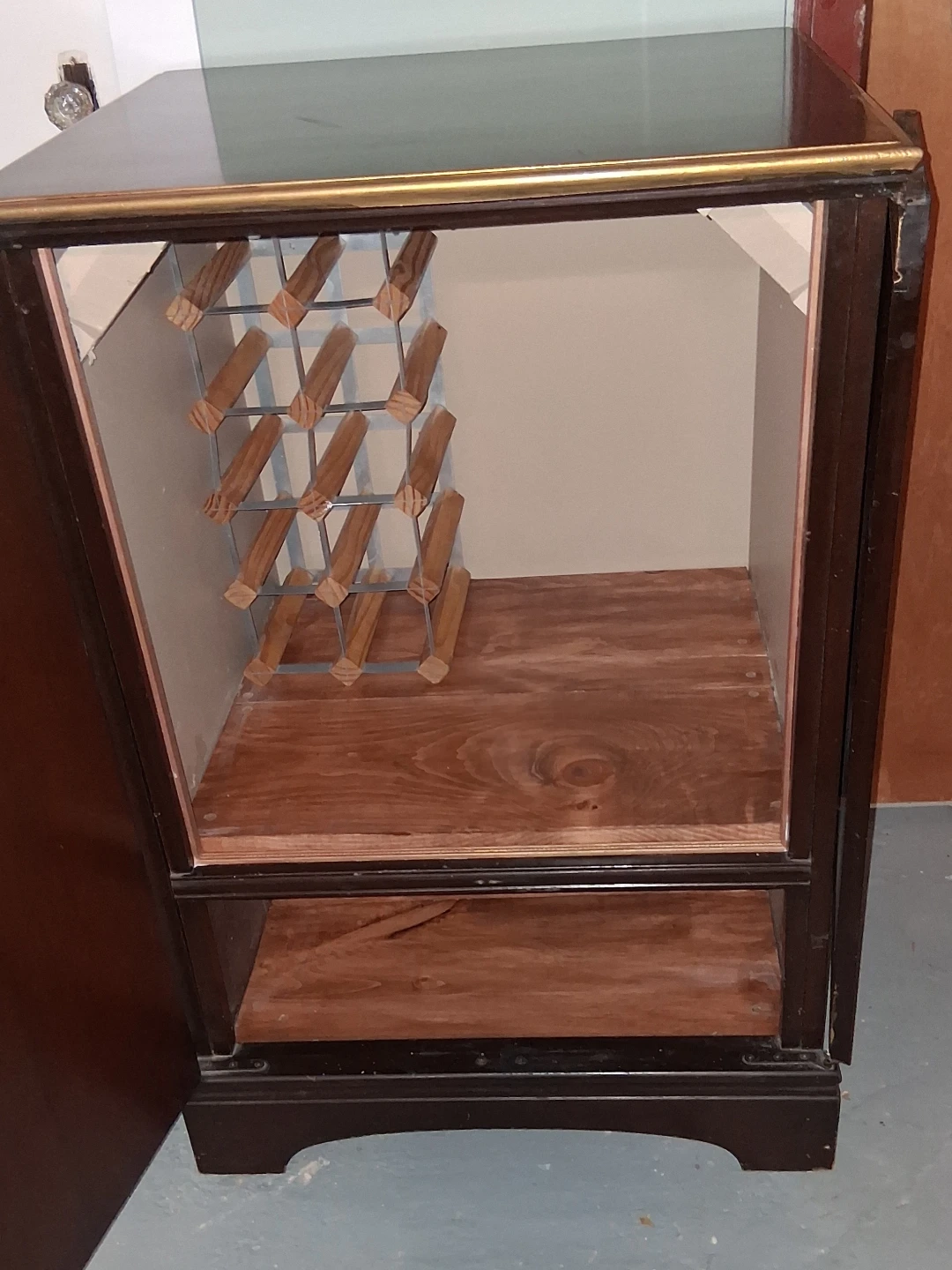 Vintage bar cart Wooden Cabinet with Wine Rack - photo 5