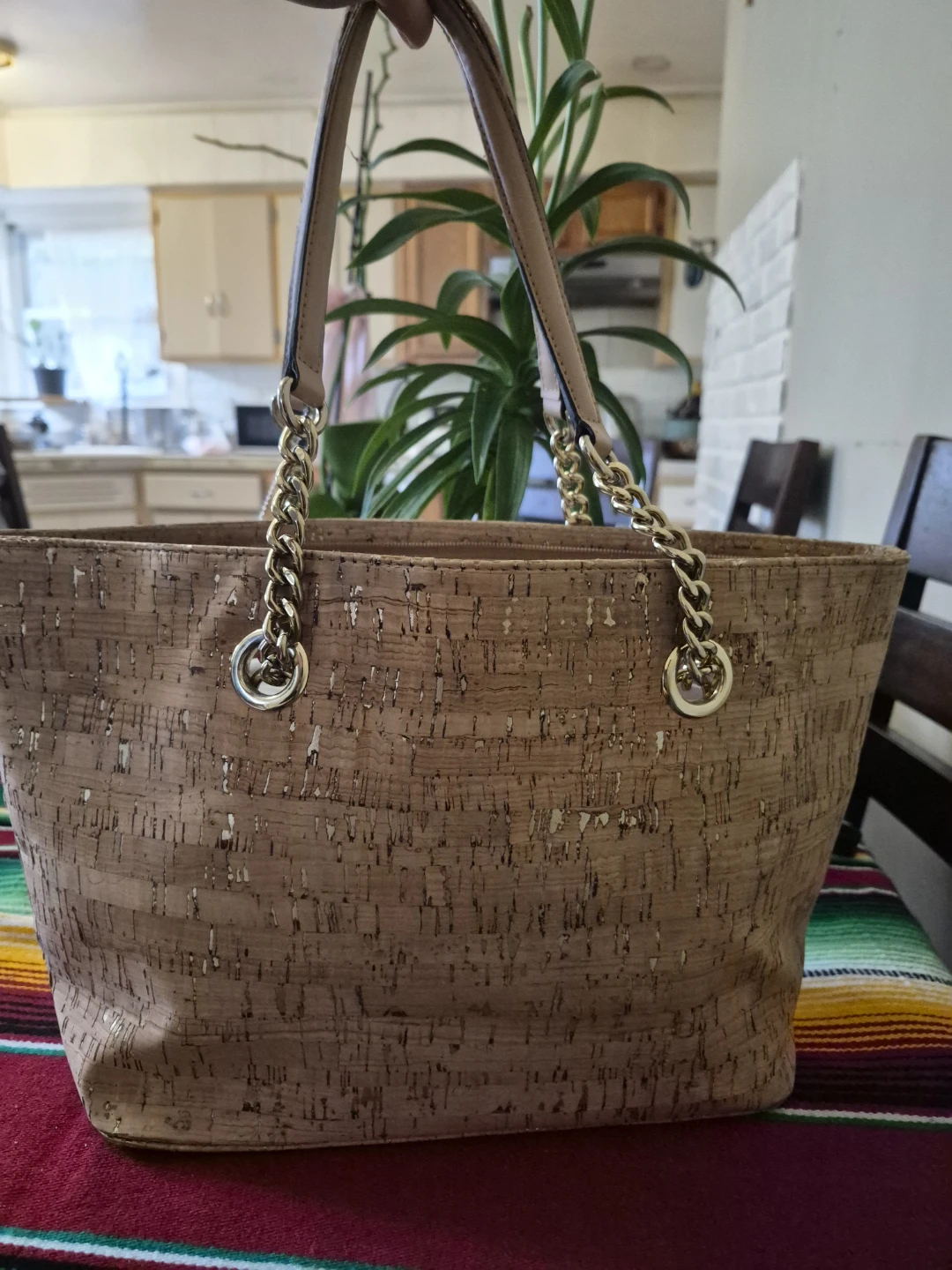 Calvin Klein Cork Tote Bag with Gold Chain Accents - photo 3