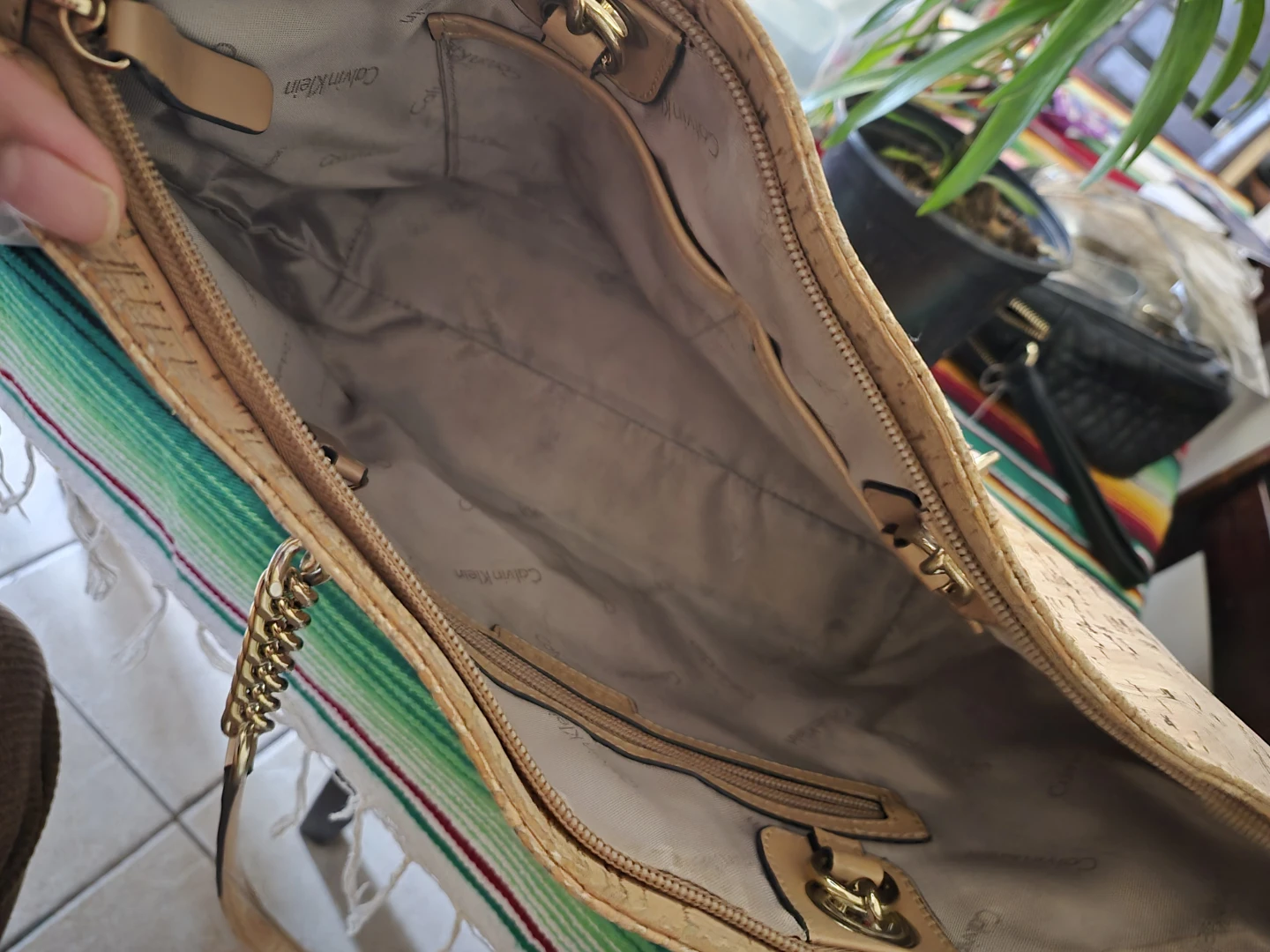 Calvin Klein Cork Tote Bag with Gold Chain Accents - photo 5
