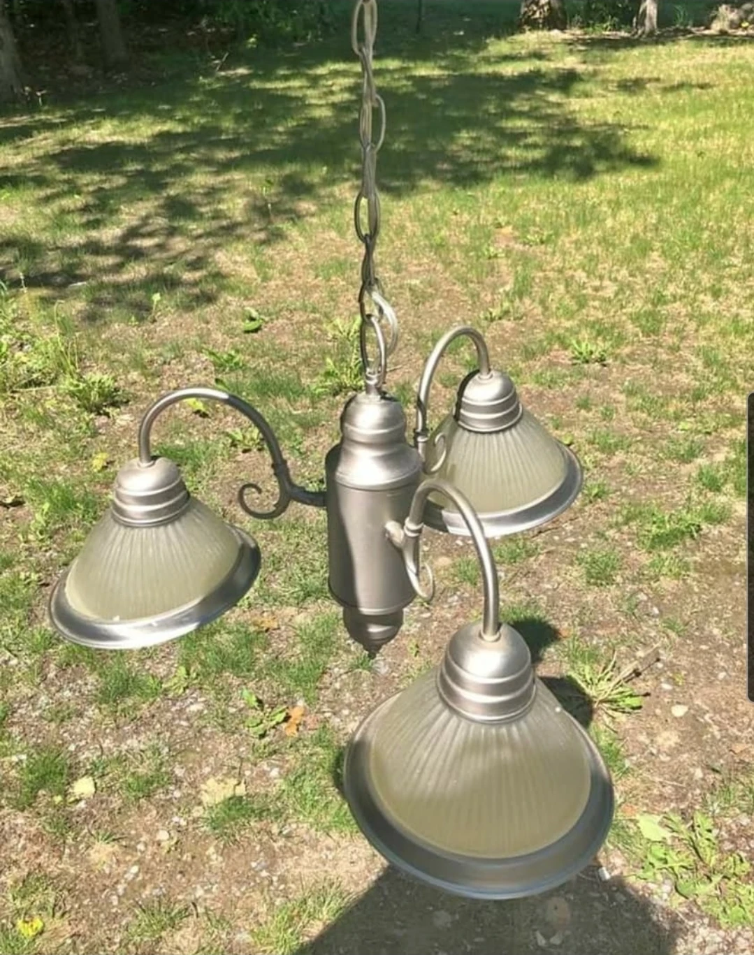 3-Light Chandelier Fixture with Frosted Glass Shades