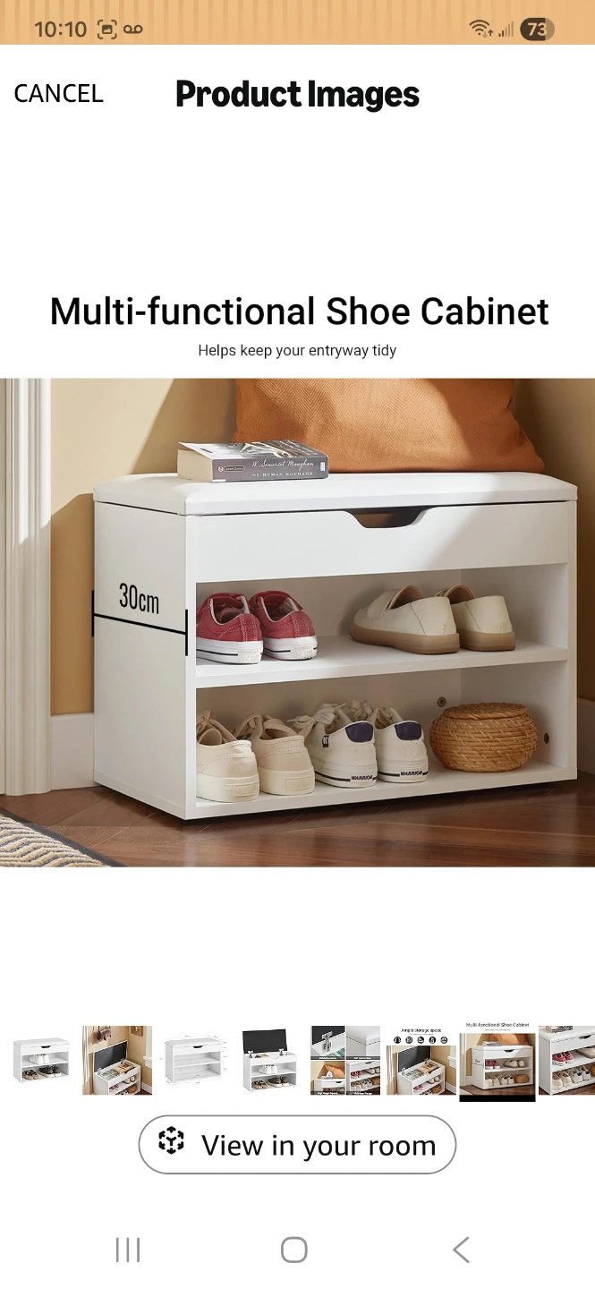 White Multi-functional Shoe Cabinet with Storage Bench