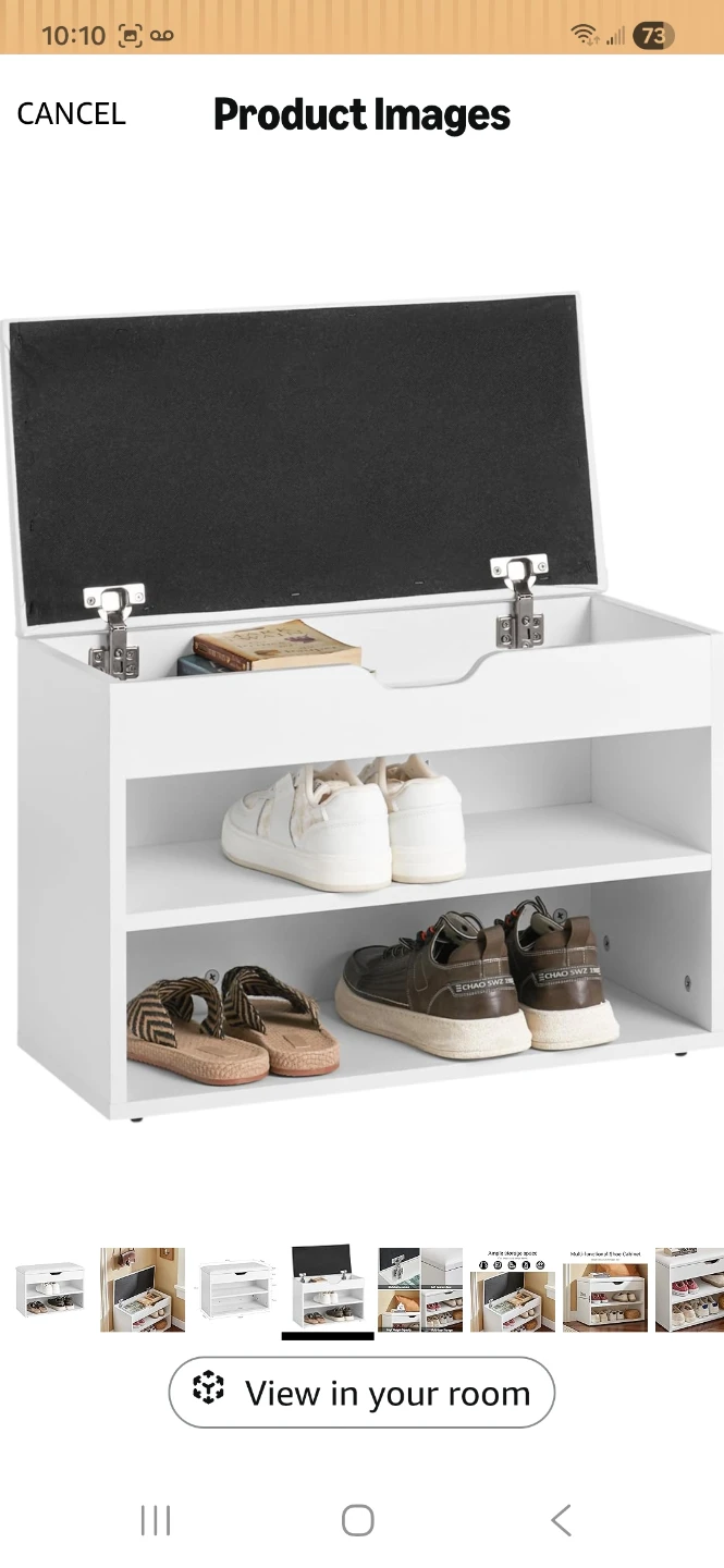 White Multi-functional Shoe Cabinet with Storage Bench - photo 4