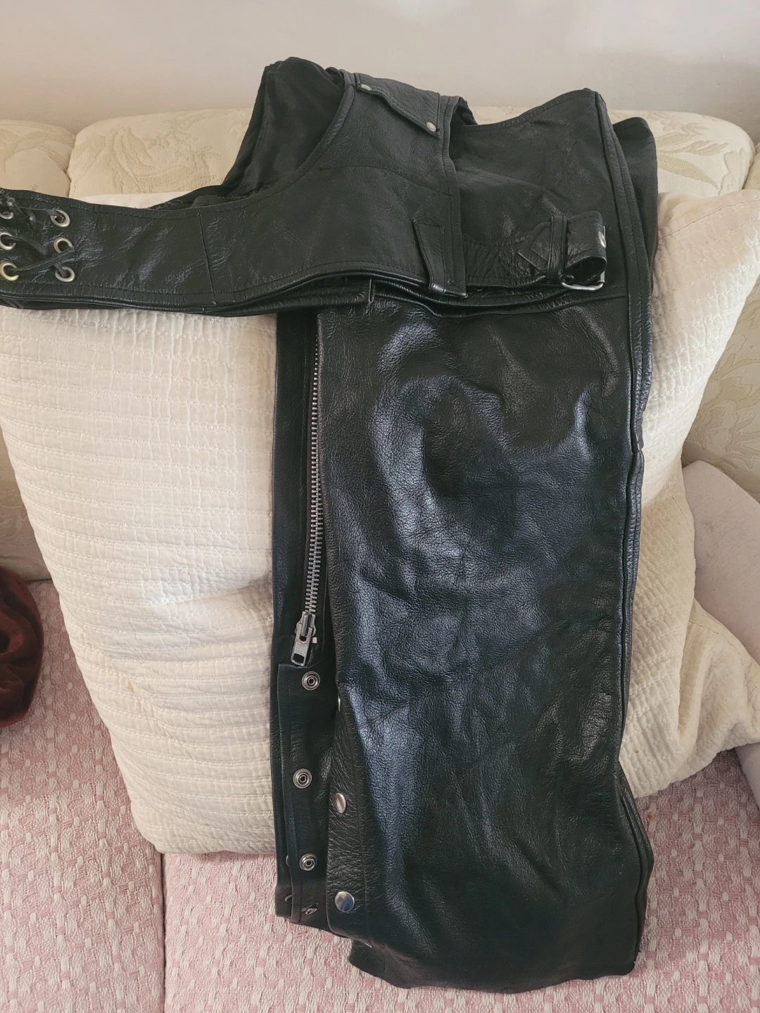 HASBROQ Leather Motorcycle Chaps - Size XS - photo 2