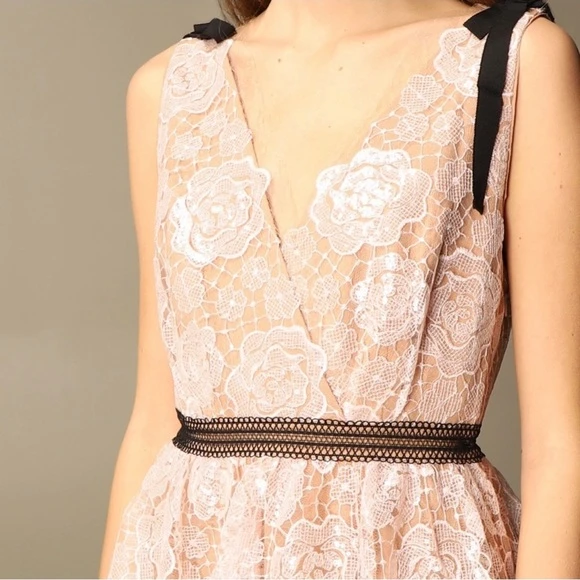 Self Portrait Starlet Rose Sequin-Embellished Lace Midi Dress - photo 2