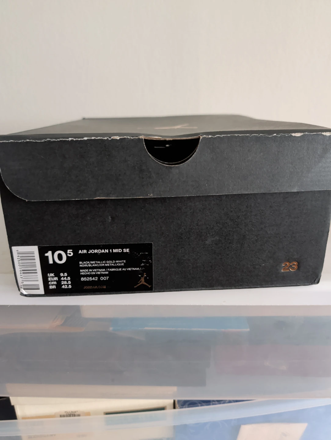Air Jordan 1 Mid SE Black Metallic Gold White Shoes - photo 3