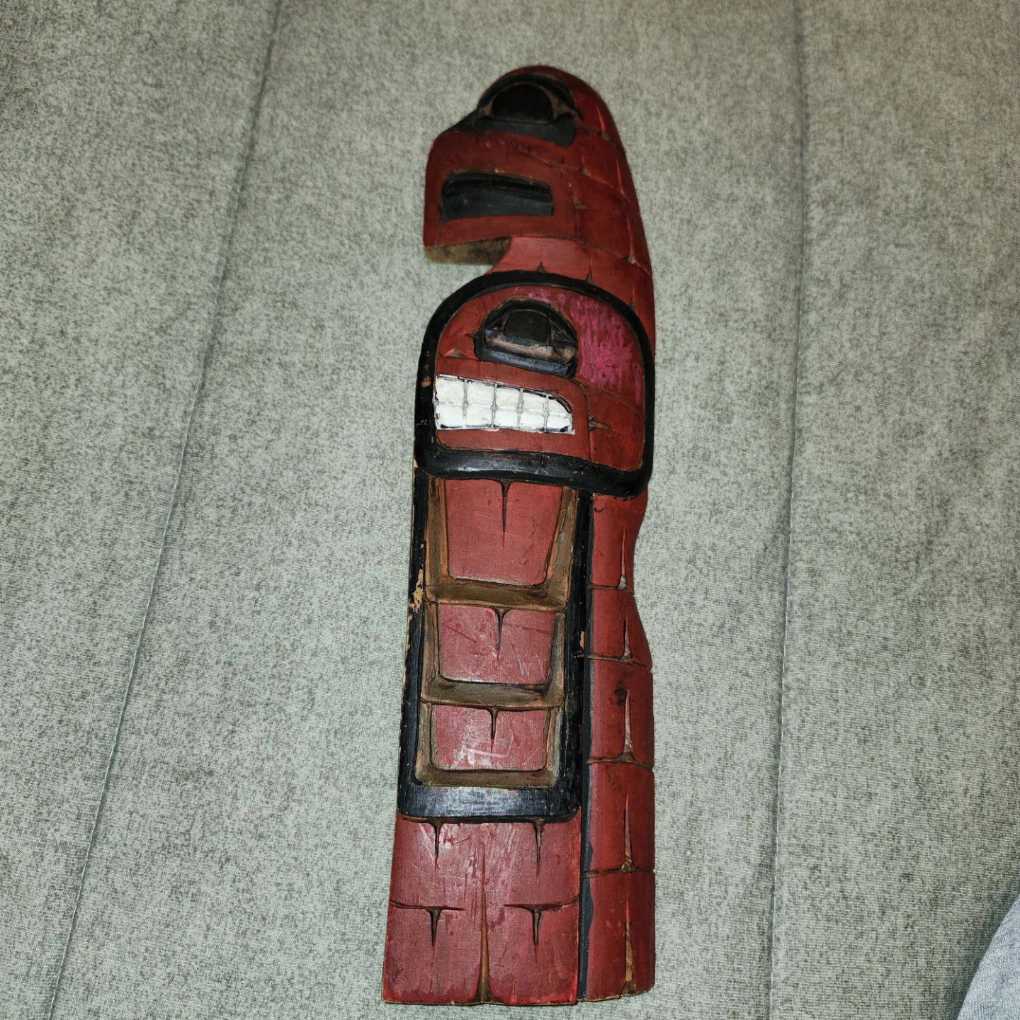Hand Carved Red Totem Pole Wall Art