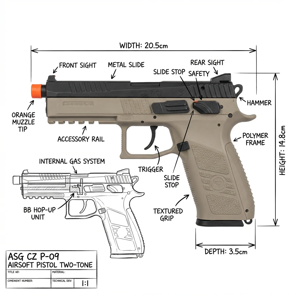 ASG CZ P-09 Airsoft Pistol Two-Tone se - photo 2