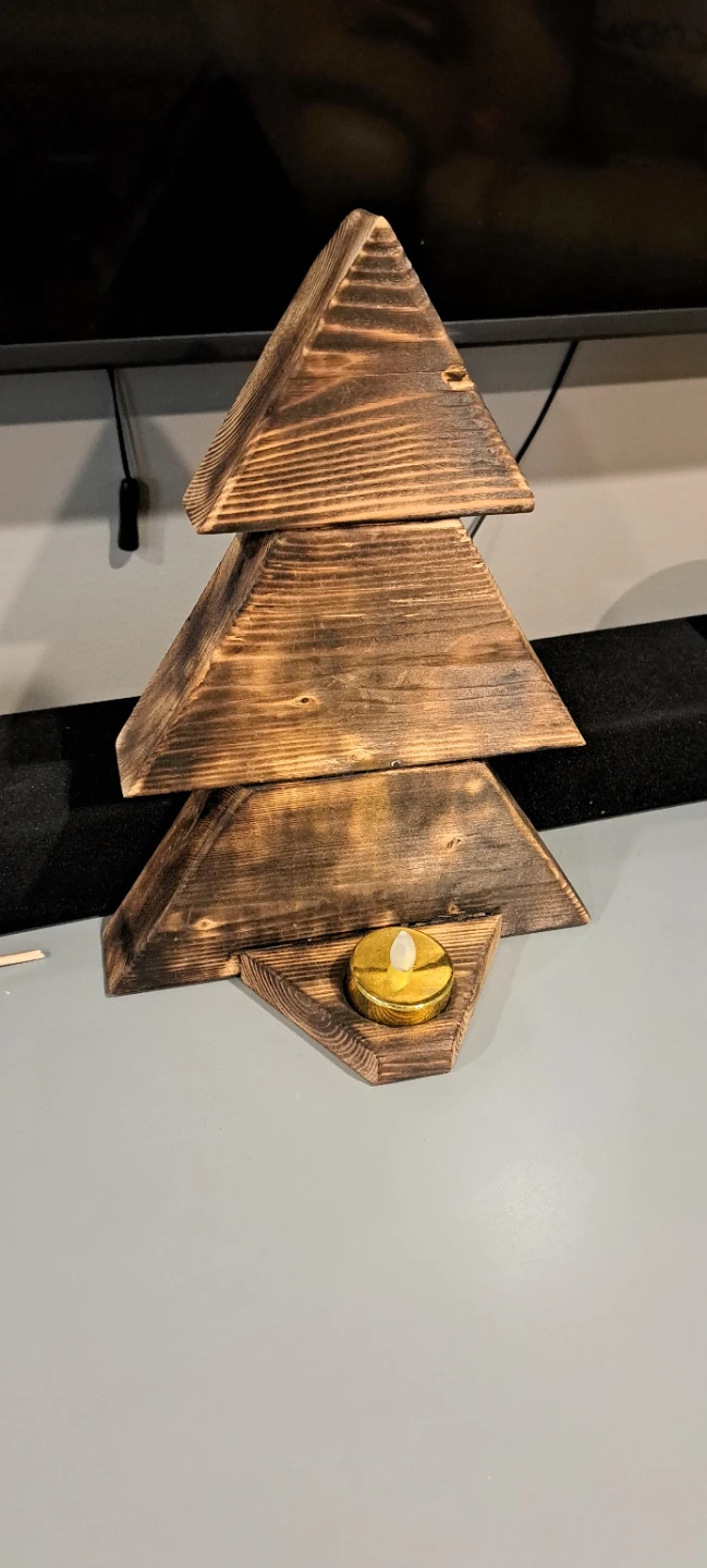 Wooden Tiered Christmas Tree Candle Holder