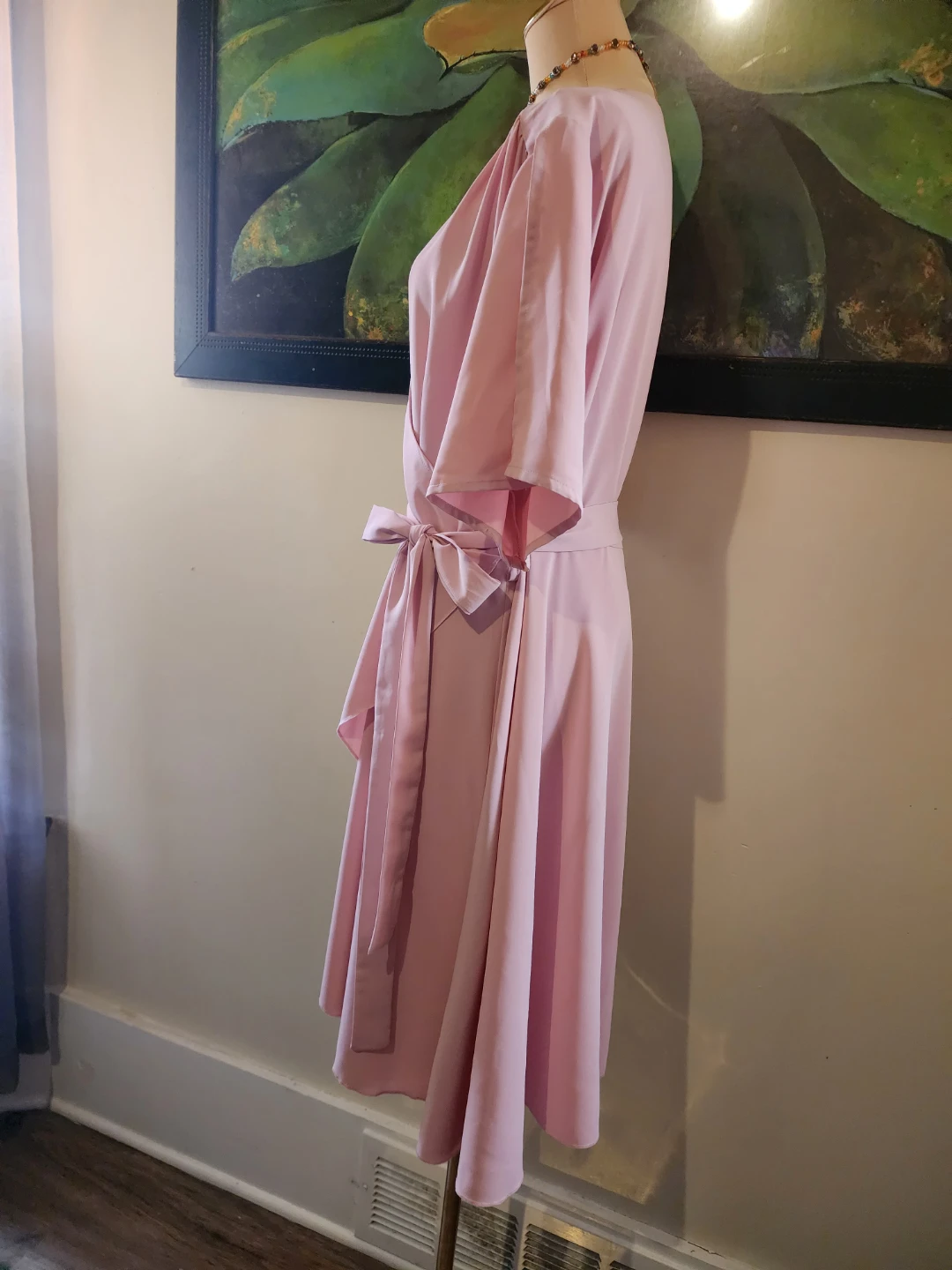 Pink Wrap Dress with Belted Waist - photo 5