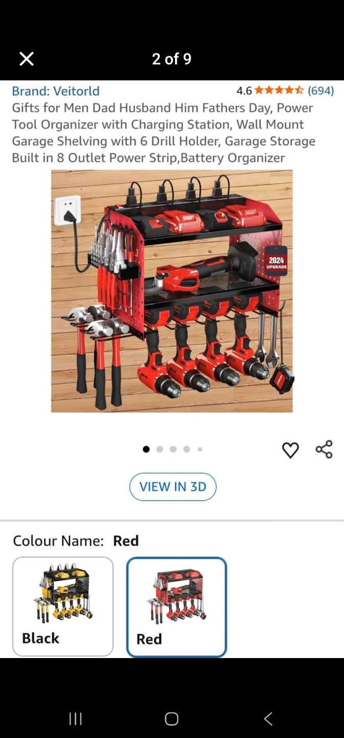 Veitorld Power Tool Organizer with Charging Station - Red
