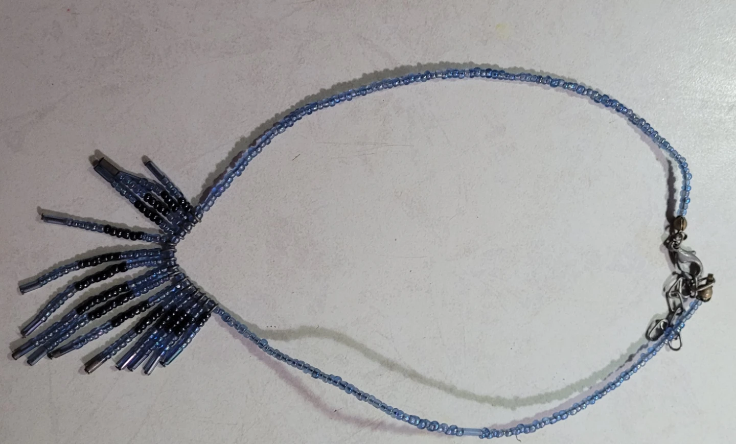 Blue and Black Beaded Necklace