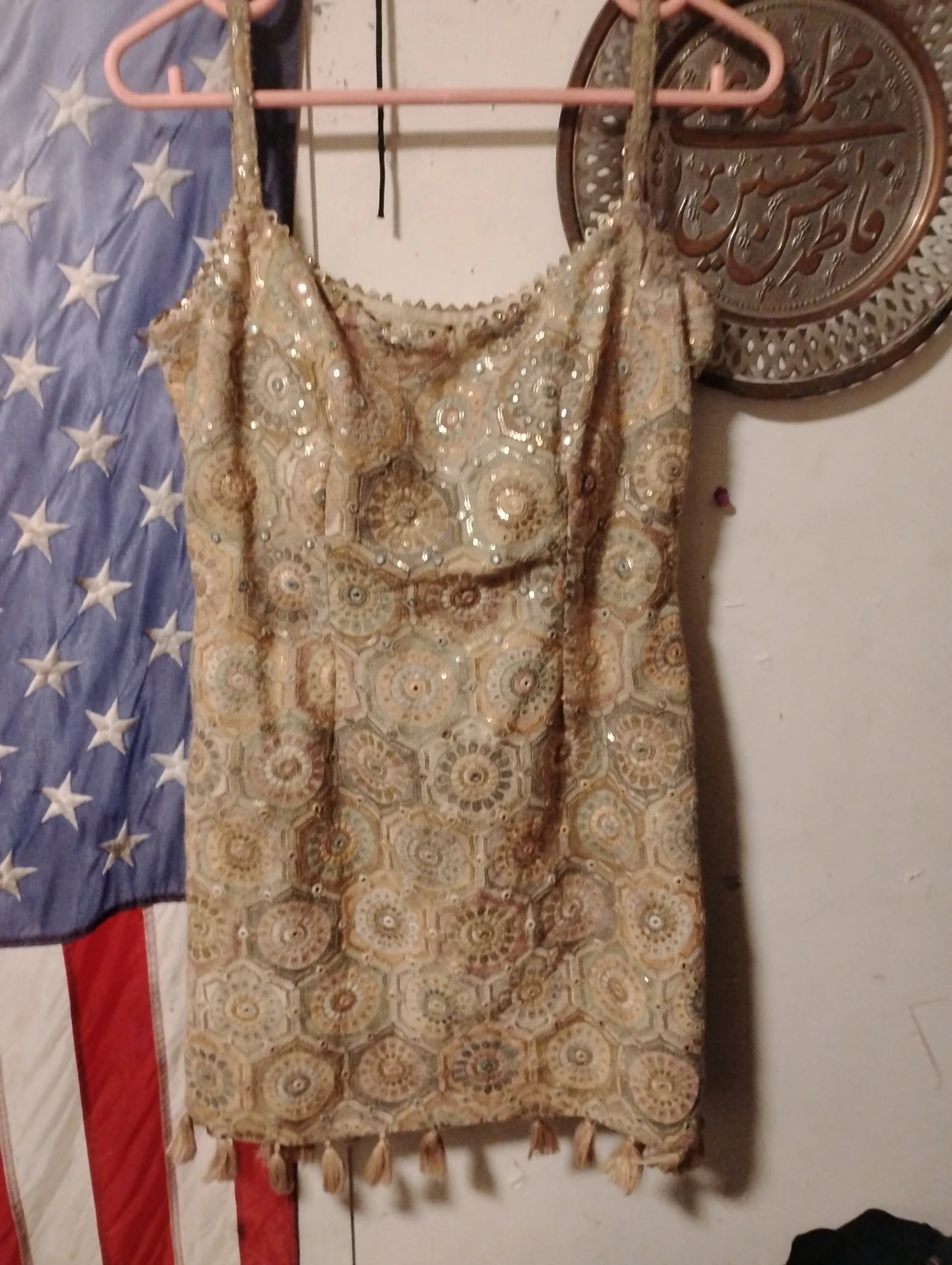 Sequin Embellished Tassel Dress