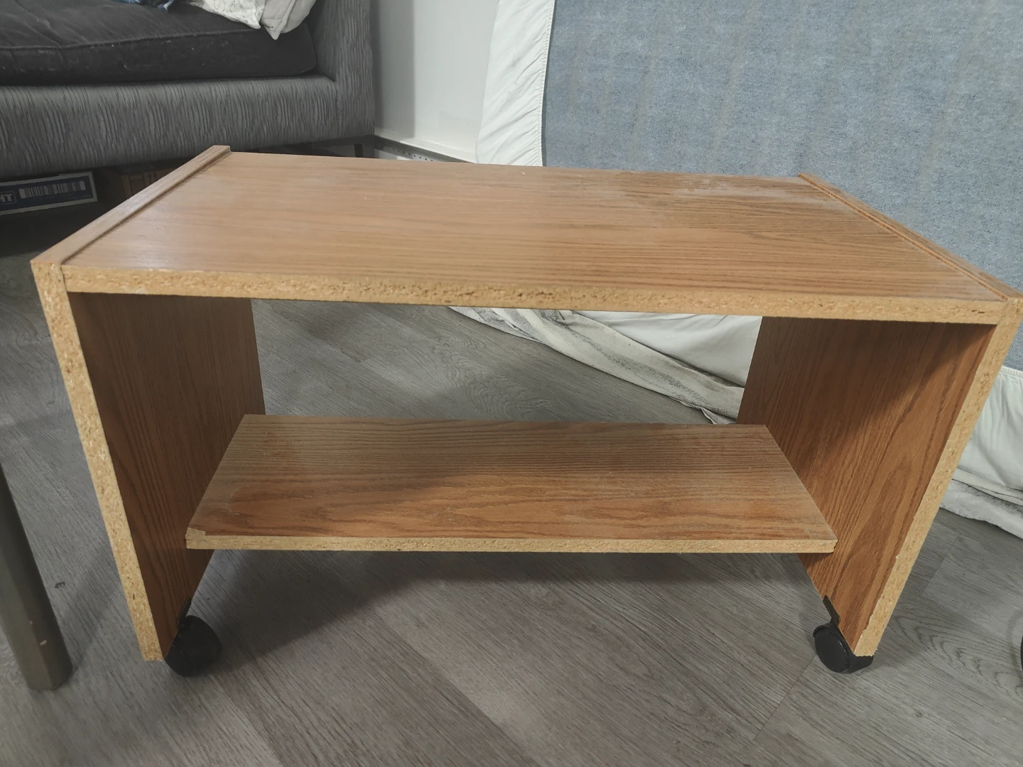 Wood Side Table with Shelf and Wheels,shoe rack-3 items