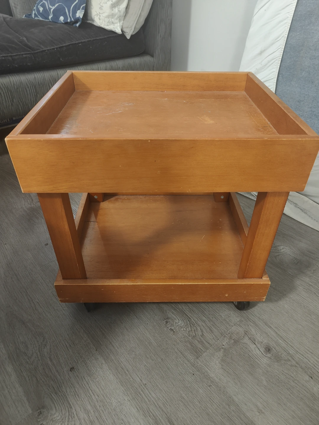 Wood Side Table with Shelf and Wheels,shoe rack-3 items - photo 2