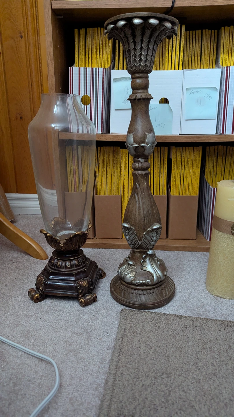 Decorative Candle Holder and Glass Hurricane
