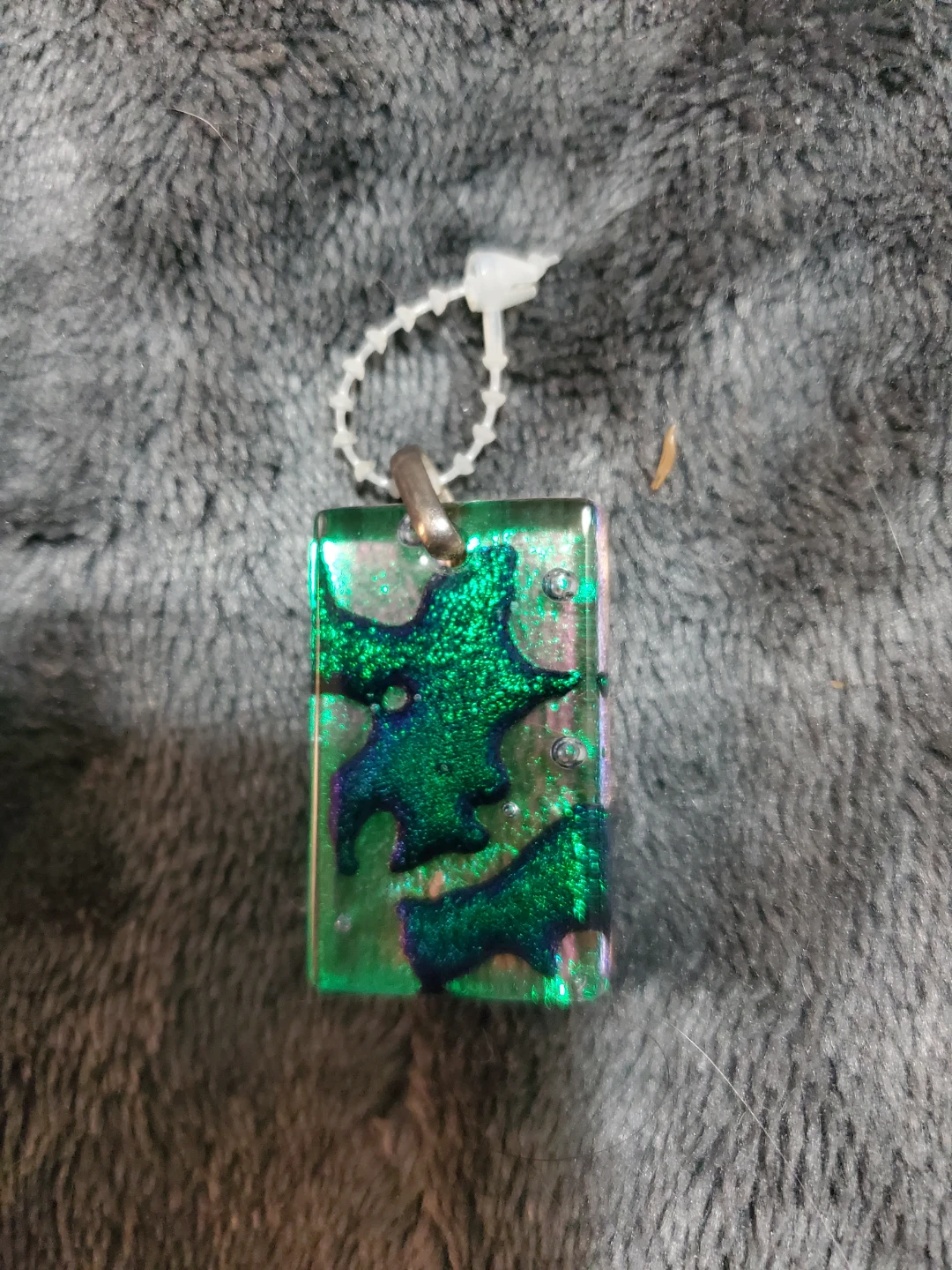 Handmade Green Sparkle Bat Pendant - photo 4