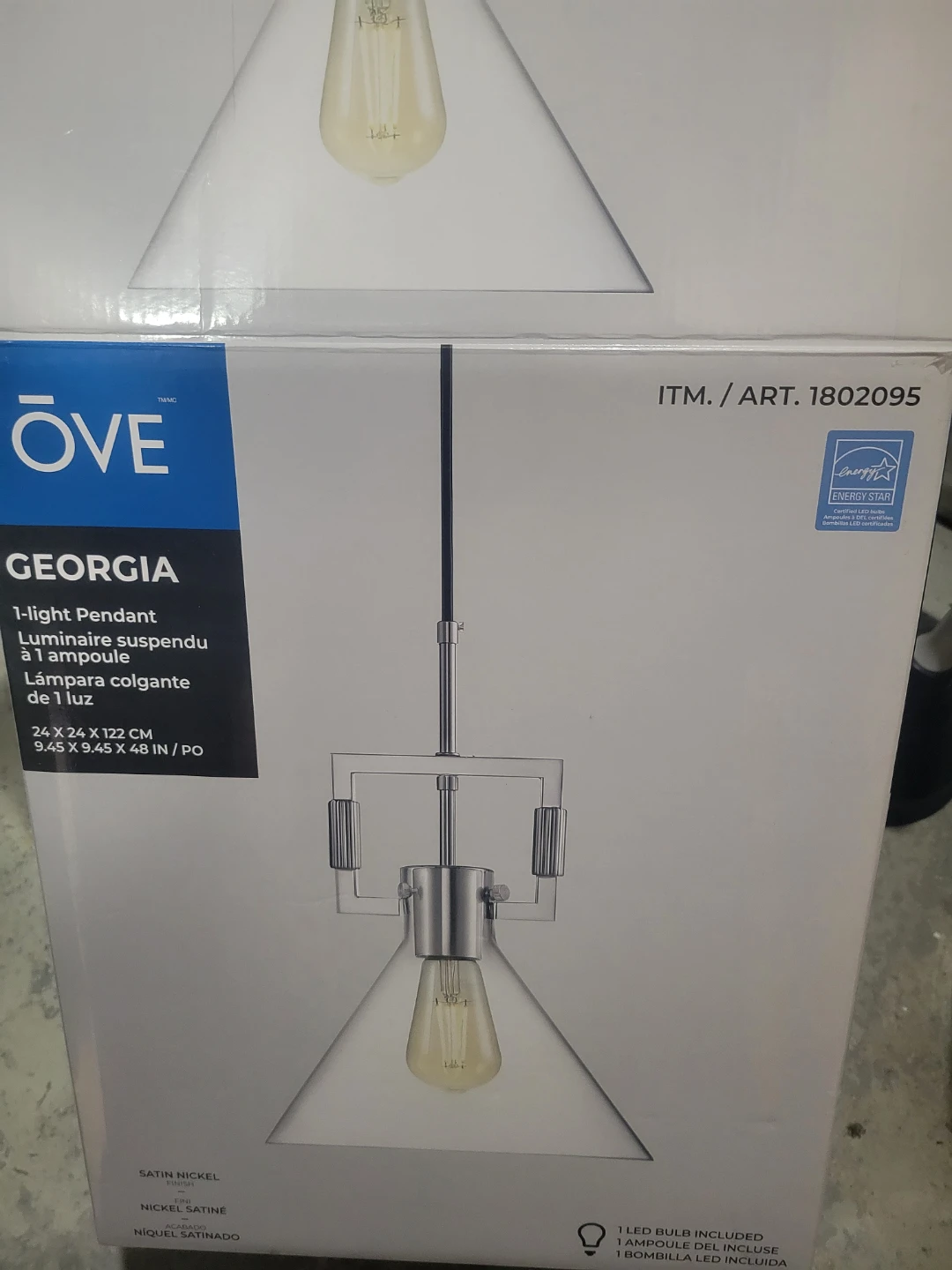 OVE Georgia 1-Light Pendant Light Satin Nickel -lamp light