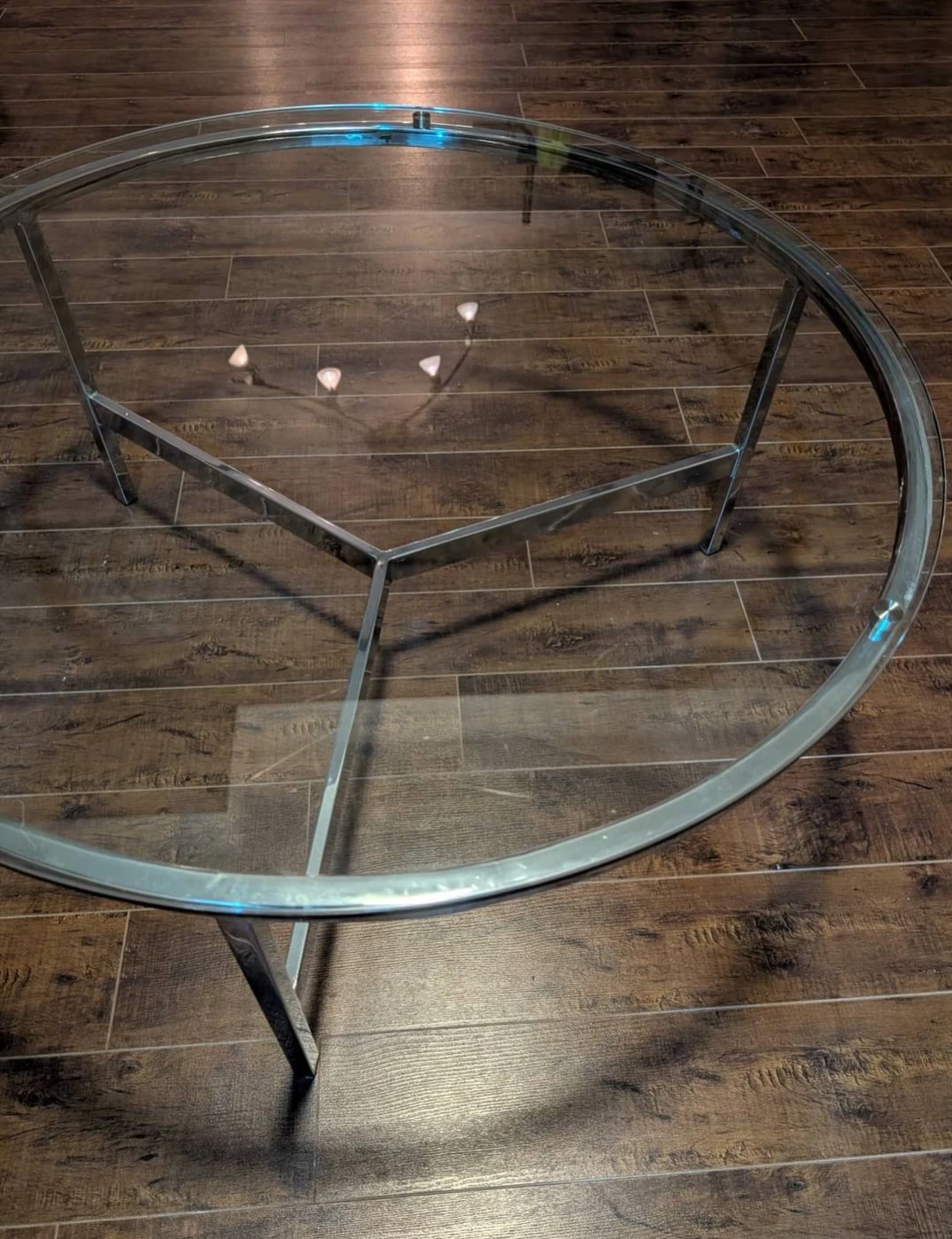 Round Glass Top coffee table Set with Chrome Frame