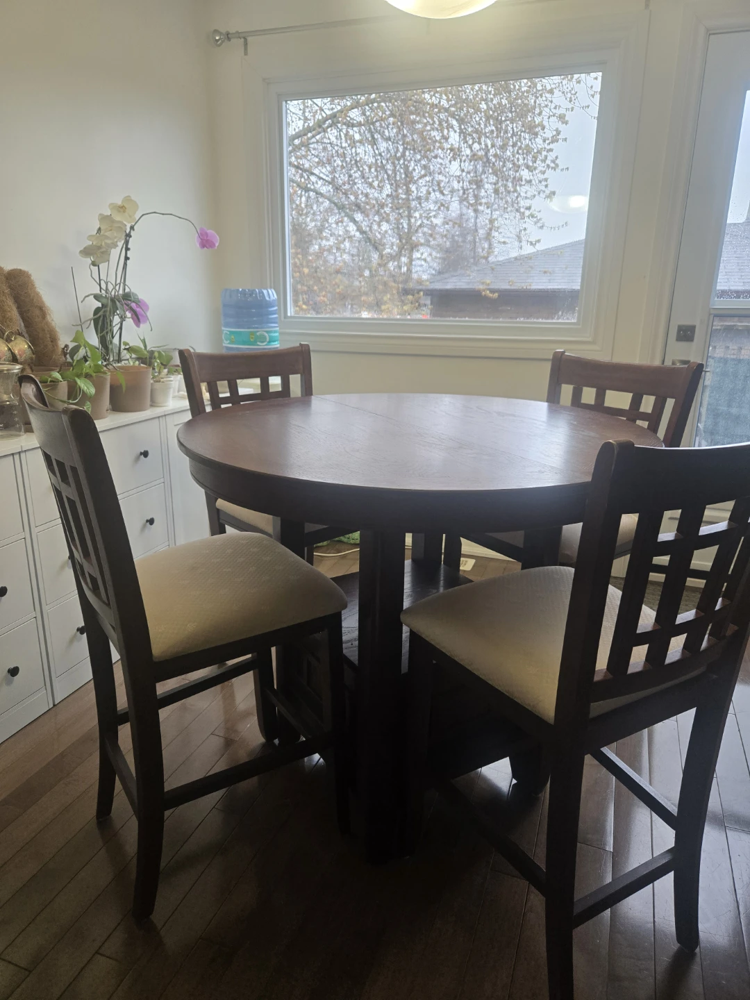 Wooden Counter Height Dining Set with 4 Chairs