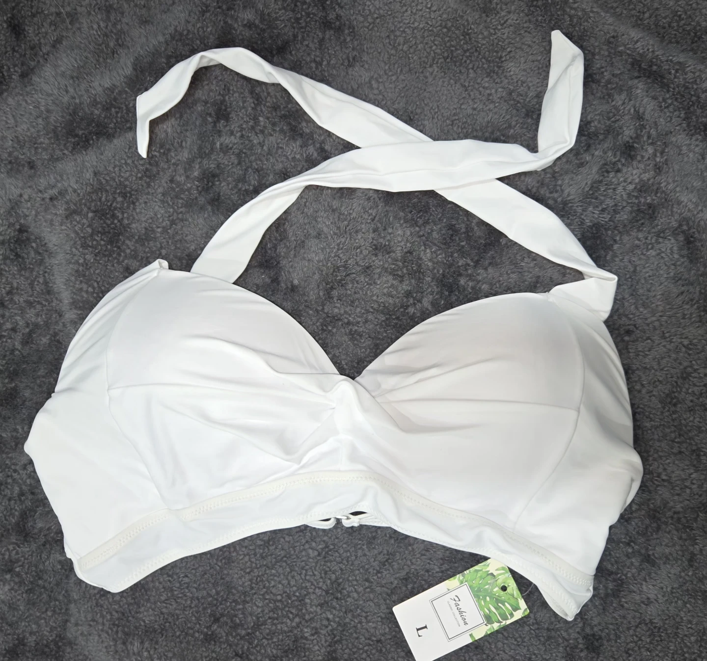 White Halter Bikini Top - Size L