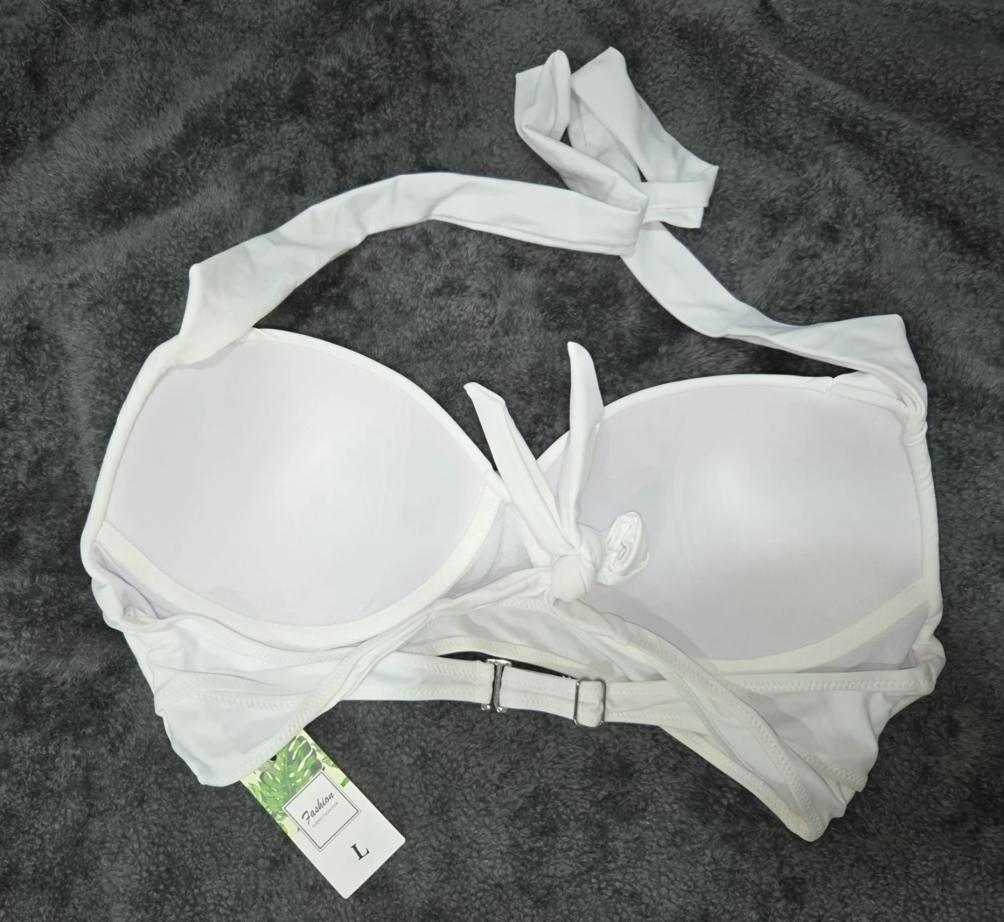 White Halter Bikini Top - Size L - photo 2
