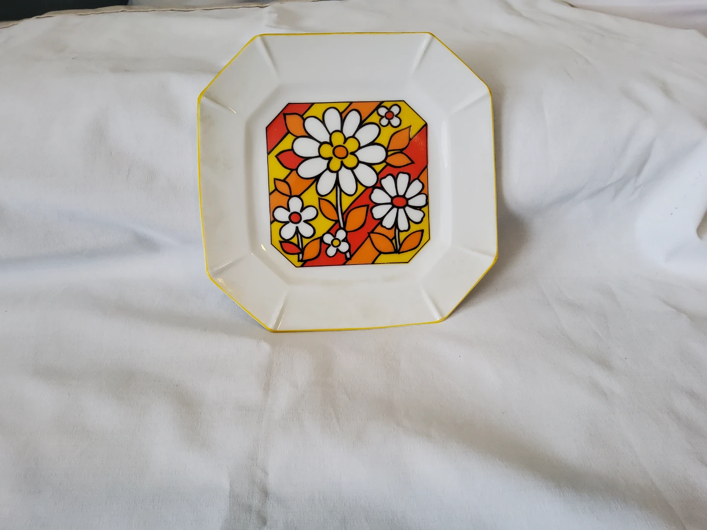 Square Decorative Plate with Floral Design - Japan