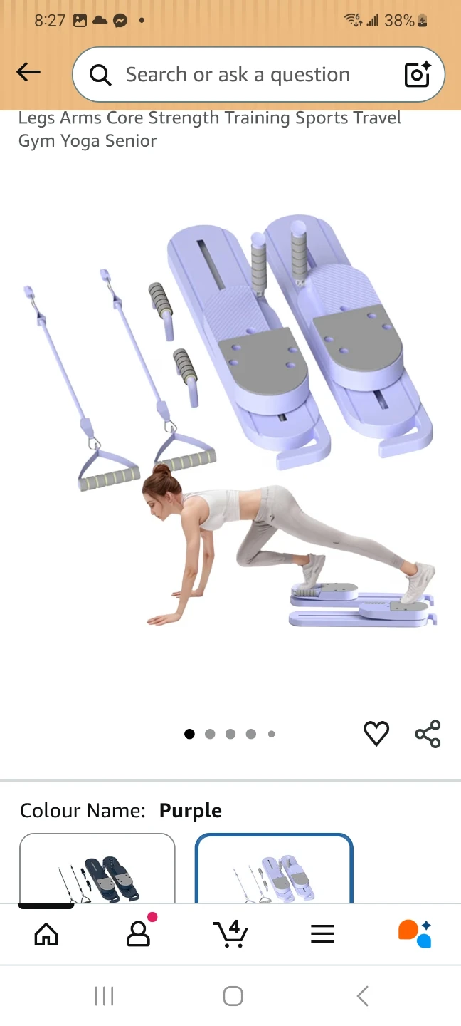 Purple Legs Arms Core Strength Training Slider Set